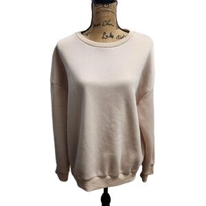 SHEIN Sweatshirt Womens Size XL Beige Crew Neck‎ Ribbed Cuffs Minimalist Casual